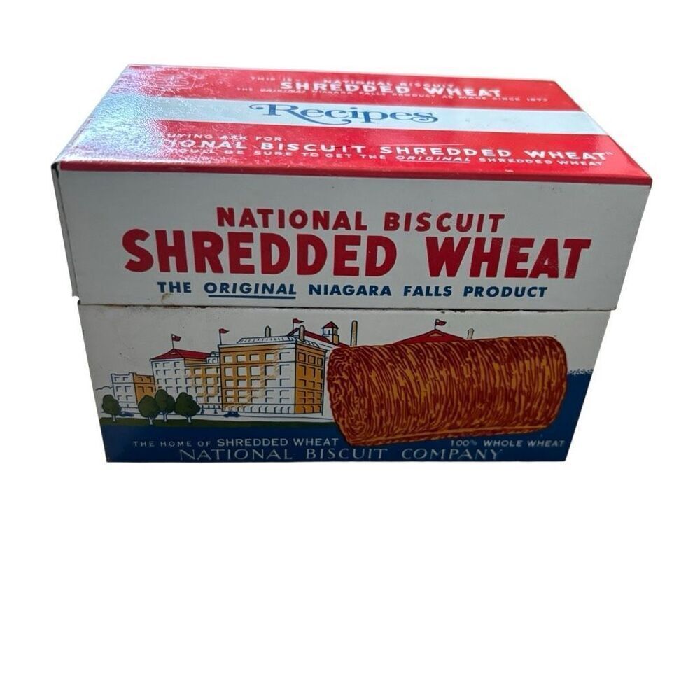 Nabisco National Biscuit Shredded Wheat Metal Recipe Box 1973